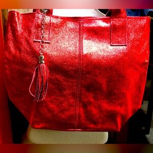 Brand New! Fabulous red Persoman NY Willow 13 Leather Tote!